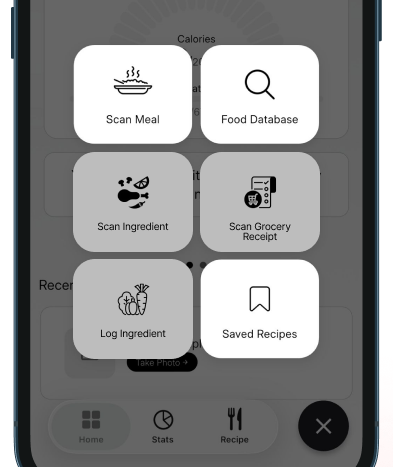 Food Database in the add menu