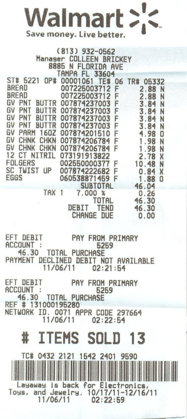 Scan grocery receipt